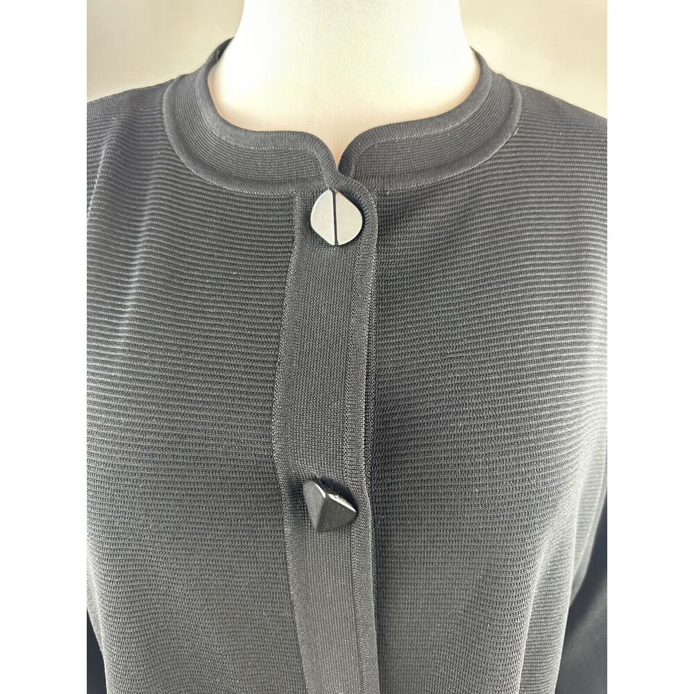 Exclusively Misook Long Ribbed Cardigan Black Duster Pockets Button Plus Size 3X - Picture 4 of 16